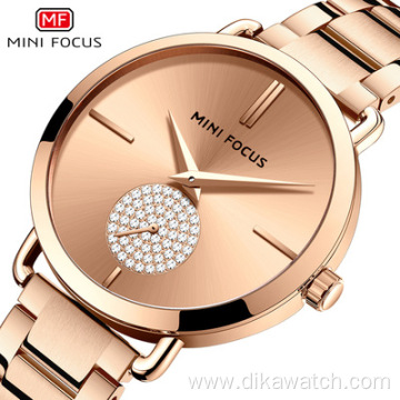 MINI FOCUS 0222 Watches Women Top Brand Luxury Ladies Dress Fashion Quartz Wristwatch Romantic Elegant Rose Blue Watch 2021